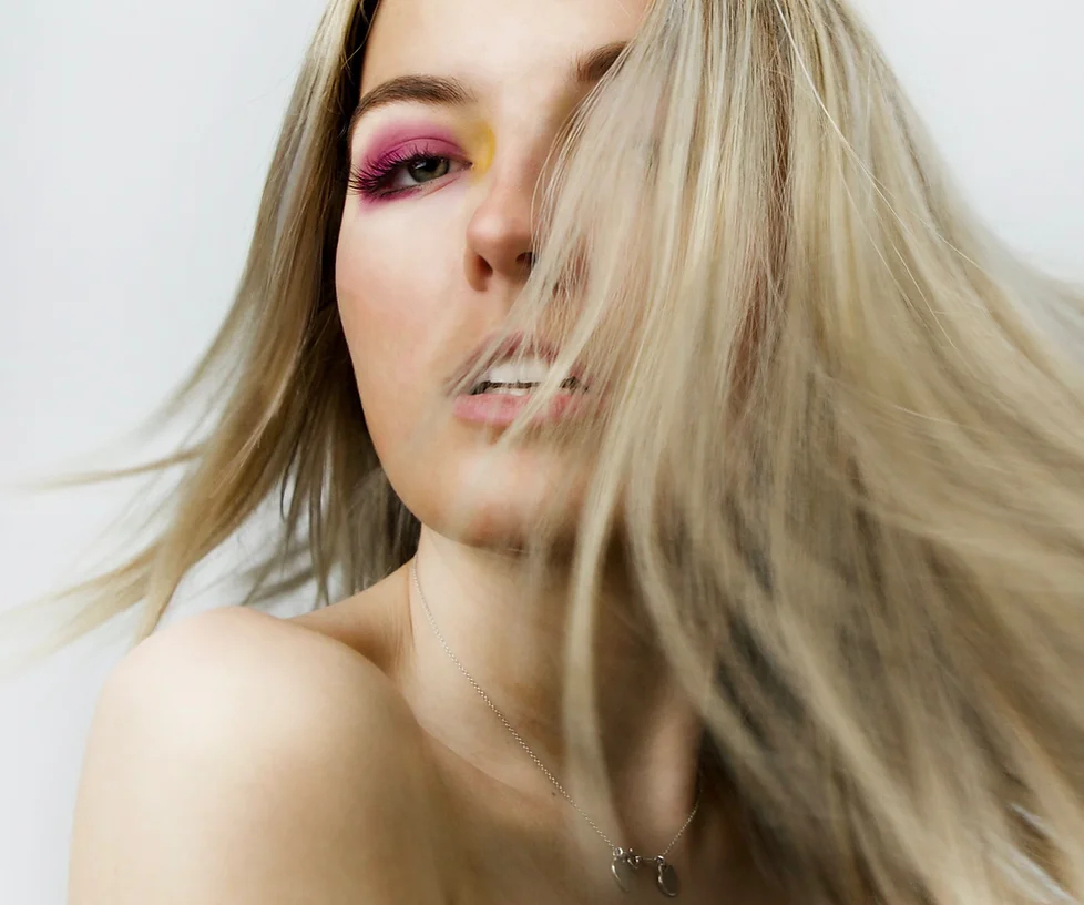 Woman with blonde hair.