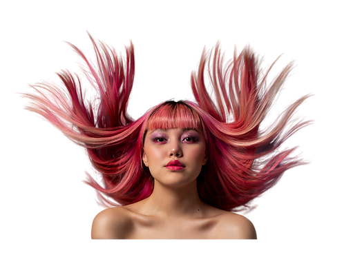 Closeup of woman's face showing her hair.